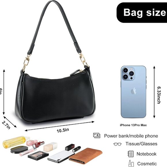 Shoulder Bag for Women with 2 Removable Straps and Zipper Closure Crossbody Bags - Picture 4 of 7